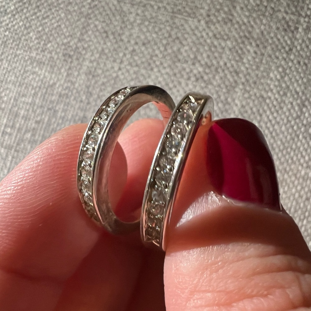 Dazzling Sterling Silver Crystal Double Band Ring - image 1